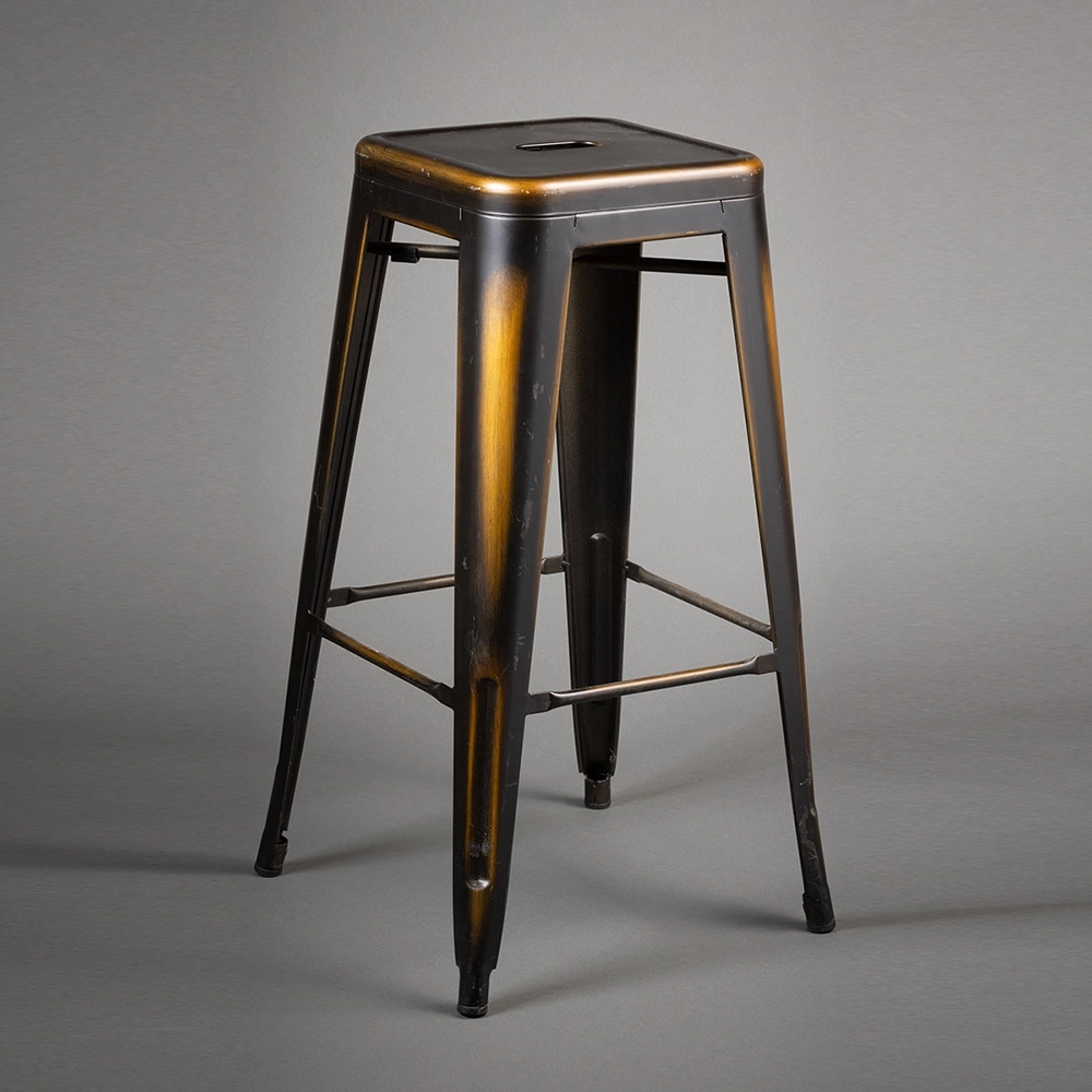 Bar Stool featuring Distressed Patina and Hand Grip