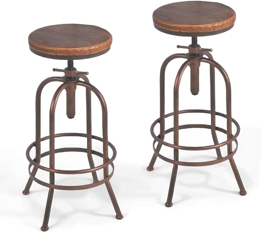 Bar Stool including Screw Adjustment and Double Footrest