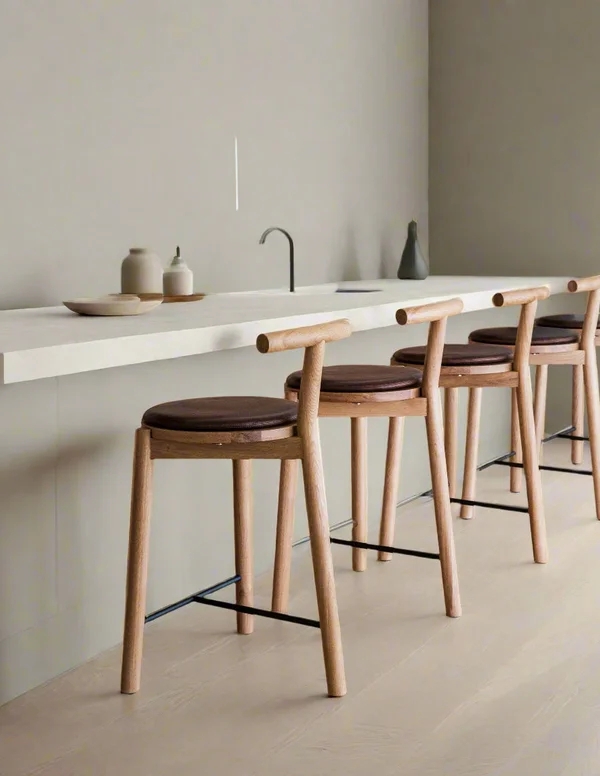 Bar Stool Maple Oak Frame with Minimalist Silhouette