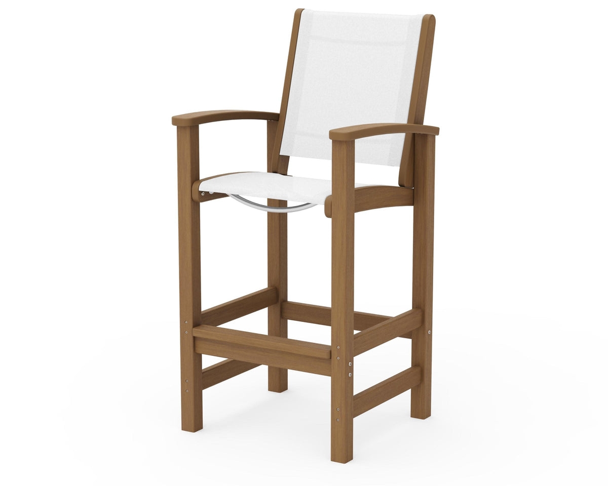 Bar Stool Parchment Sling Mahogany Outdoor Bar Chair