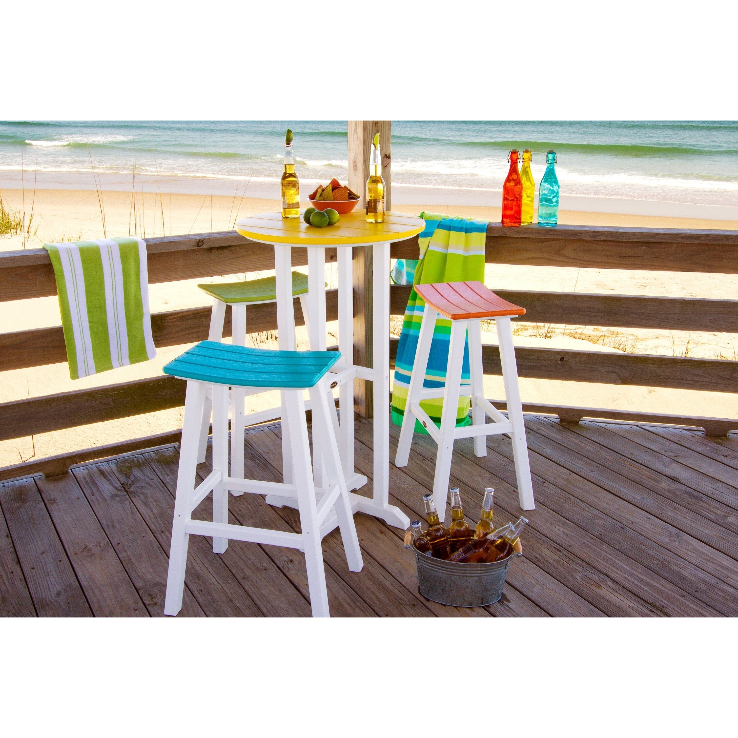 Bar Stool Set Multicolor Seats Coastal Saddle Stools
