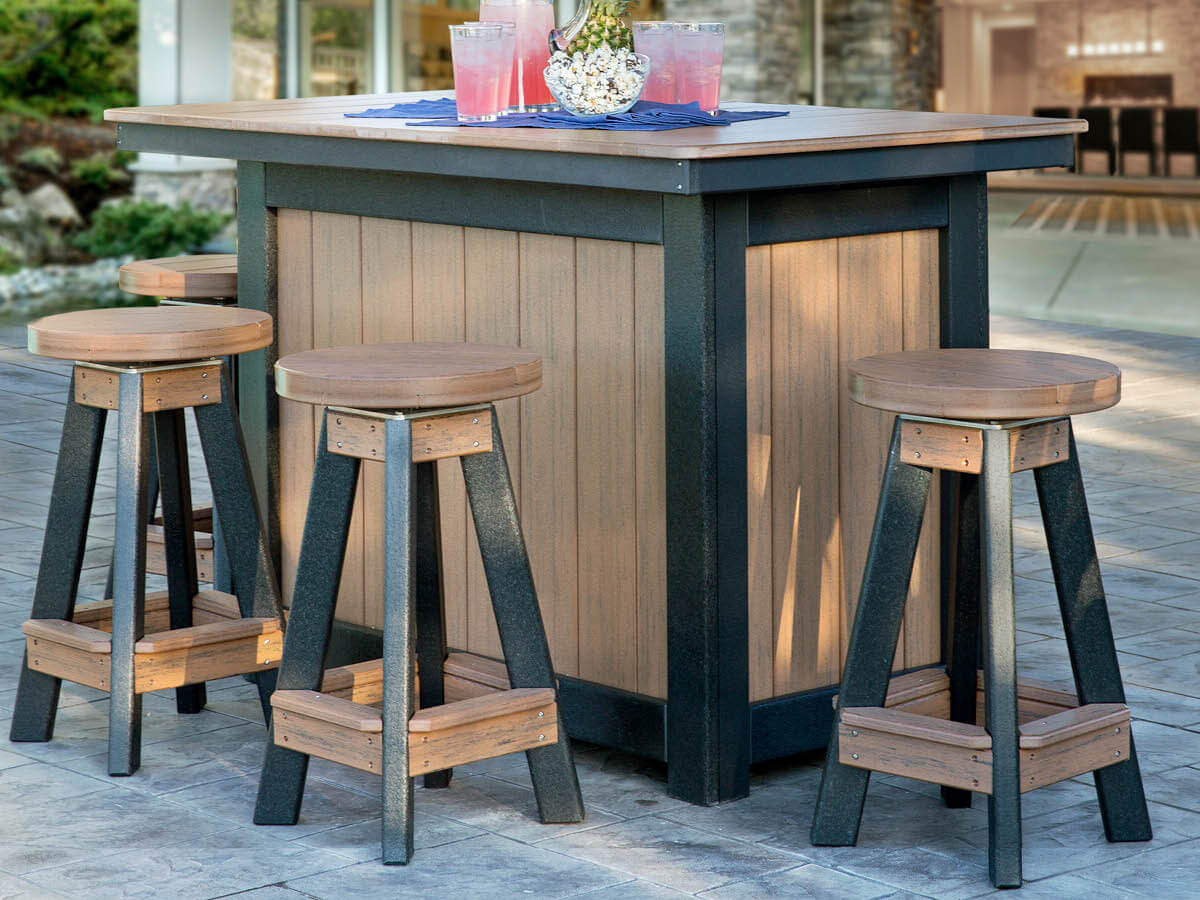 Bar Stool Swivel Seat Two-Tone Design Outdoor Bar Stools