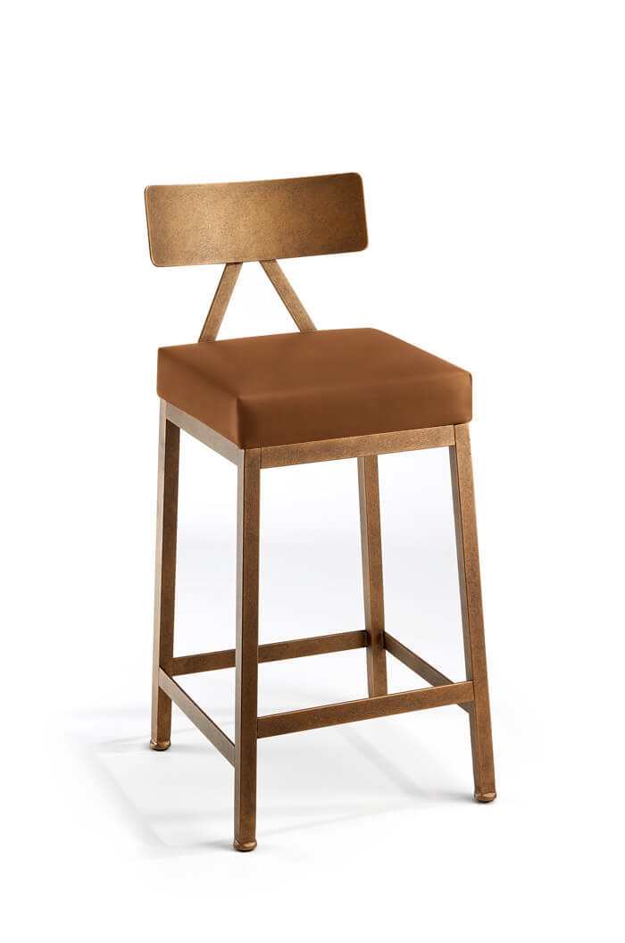 Bar Stool with Antique Copper Finish and X Back Support