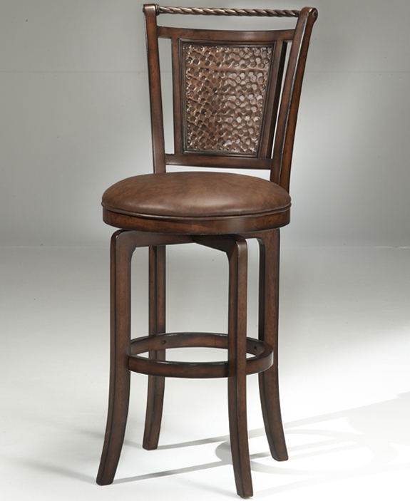 Bar Stool with Hammered Back Panel and Swivel Seat