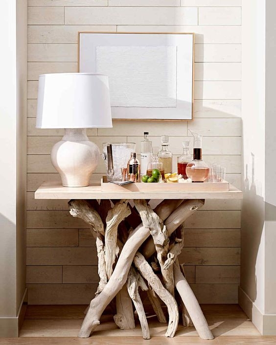 Bar Table with Whitewashed Finish and Intertwined Base