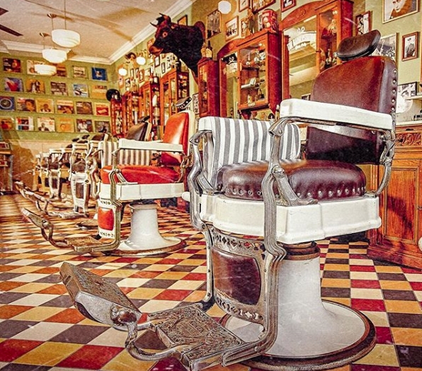 Barber Chair with Heavy Pedestal Base and Tufted Upholstery