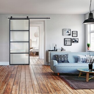 Barn Door: 4-Lite Design Industrial Glass Divider