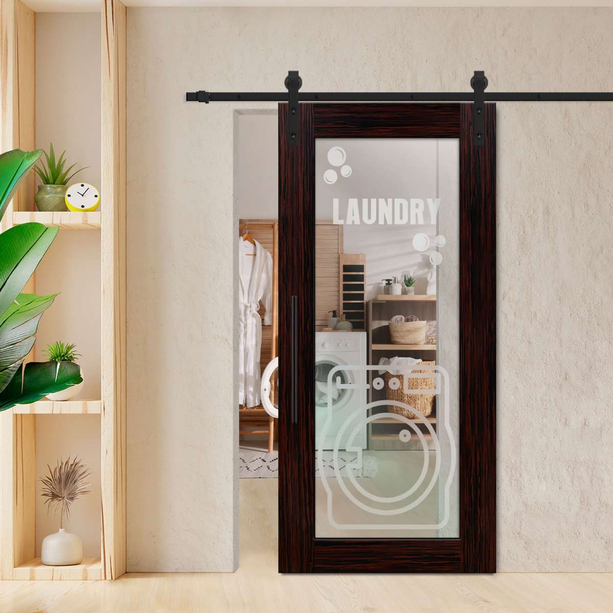 Barn Door Ebony Frame ebony laundry barn door sliding