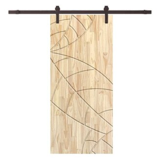 Barn Door Leaf Pattern Natural Pine CNC Leaf Barn Door