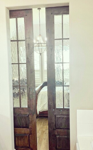 Barn Doors: Raised Panels Espresso Wood Pantry Doors