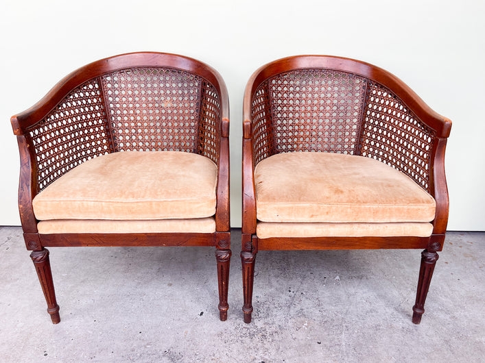 Barrel Back Armchair Fluted Legs Hollywood Regency Armchairs