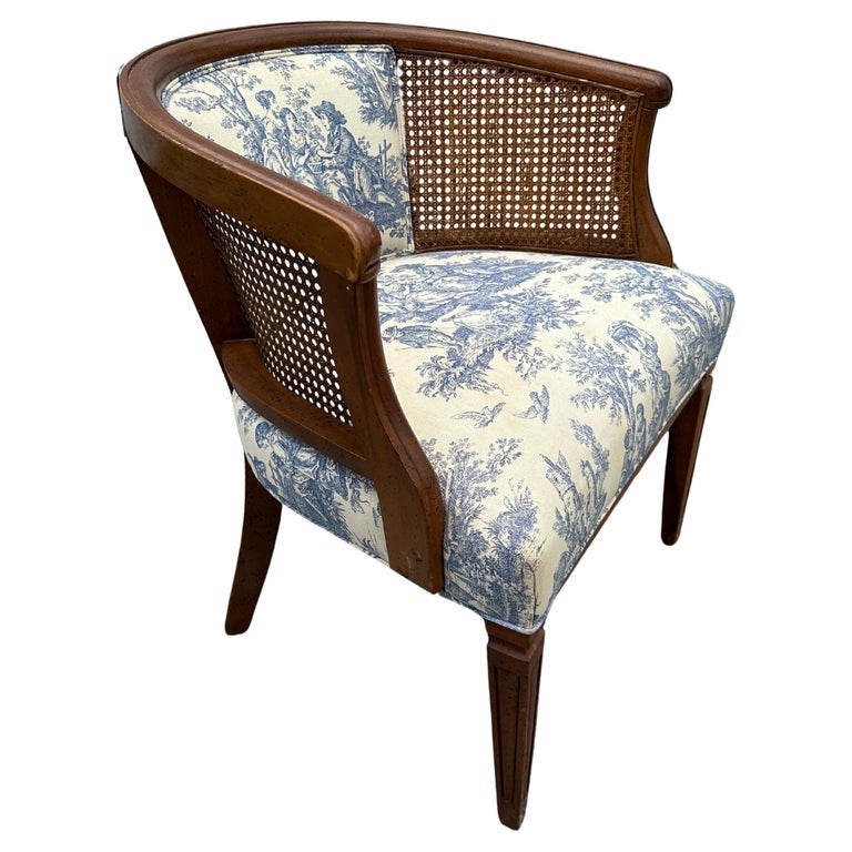 Barrel Chair Blue Toile Upholstery French Toile Barrel Chair