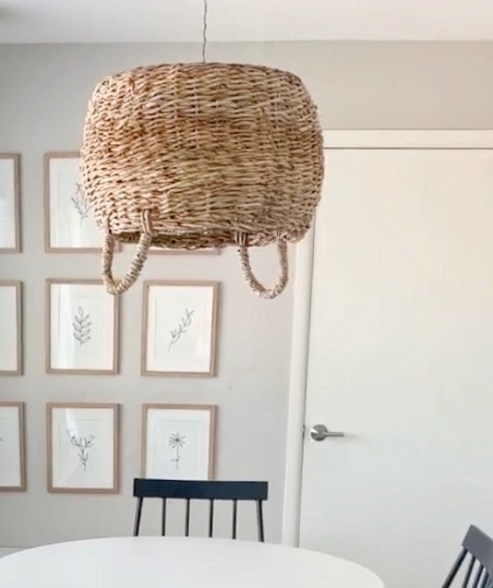 Basket Pendant Light Handles Natural Woven Coastal Decor