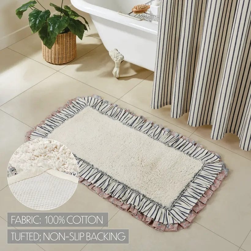 Bath Mat Layered Ruffles Vintage Ruffled Ticking Bathmat