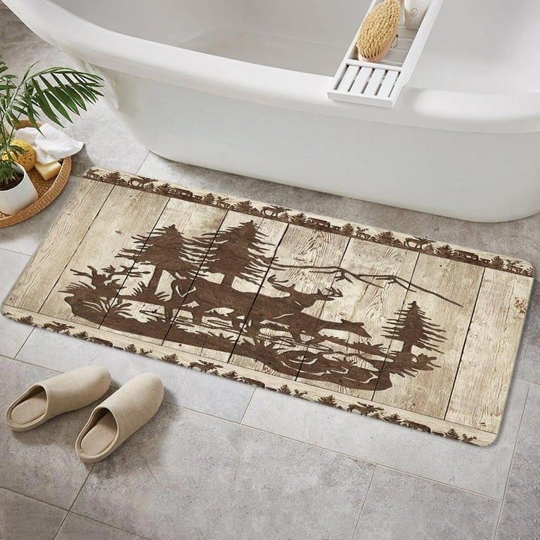 Bath Runner Wood Plank Pattern Rustic Lodge Bath Rug