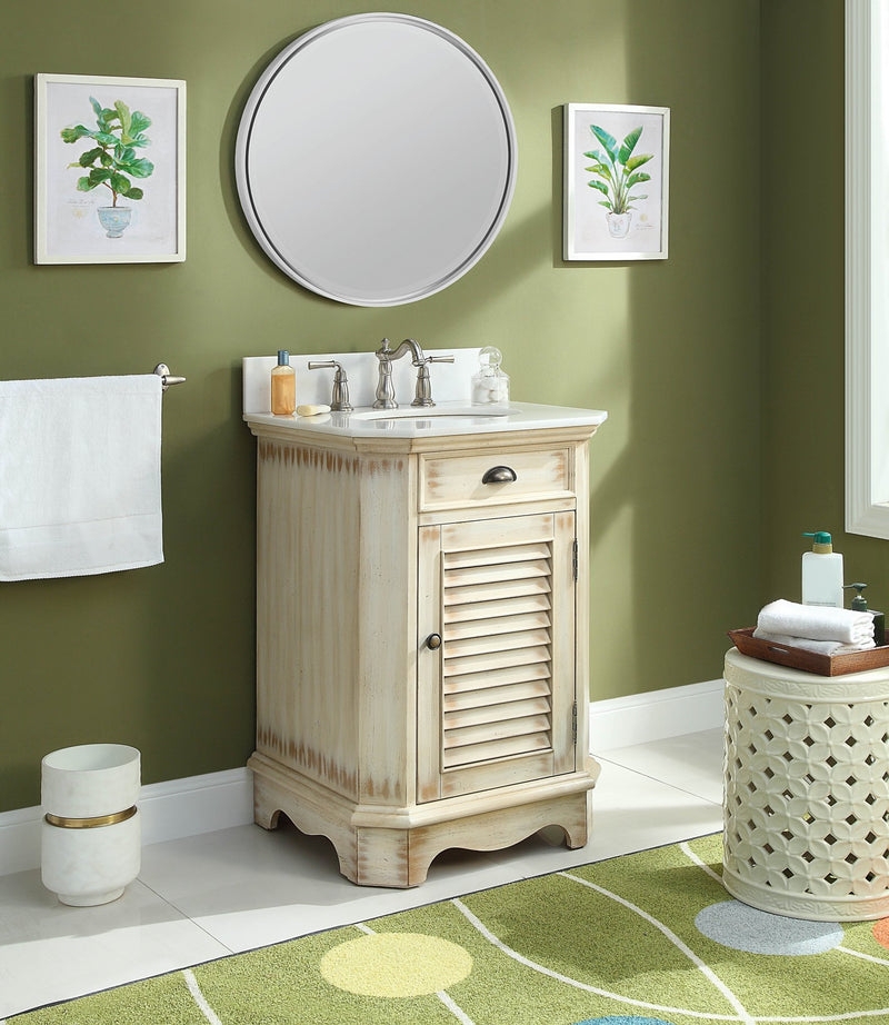 Bathroom Vanity: 24 Inch Farmhouse Sink Cabinet and Shutter