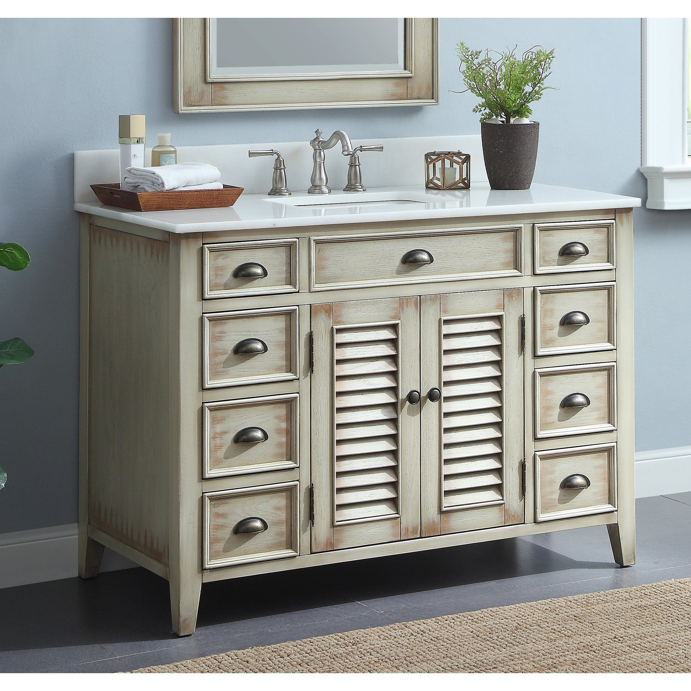 Bathroom Vanity: 46 Inch Bathroom Storage Unit Nine Drawer