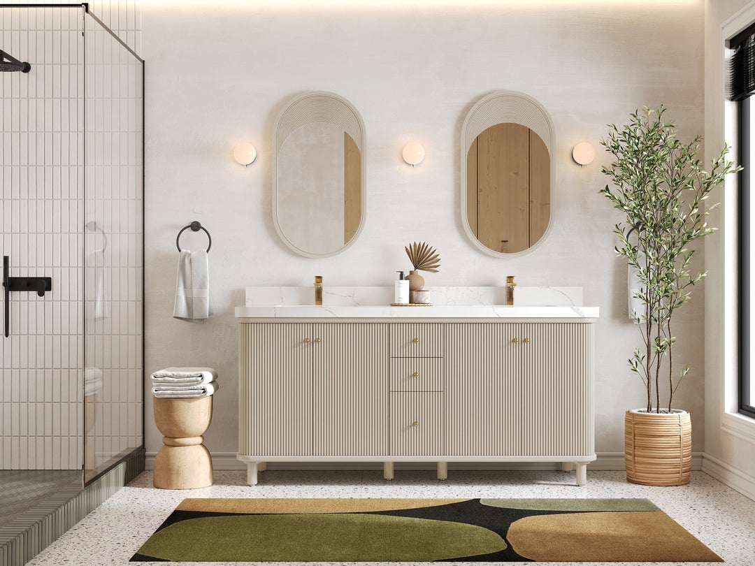 Bathroom Vanity: 72 Inch Double Sink Vanity Fluted Front