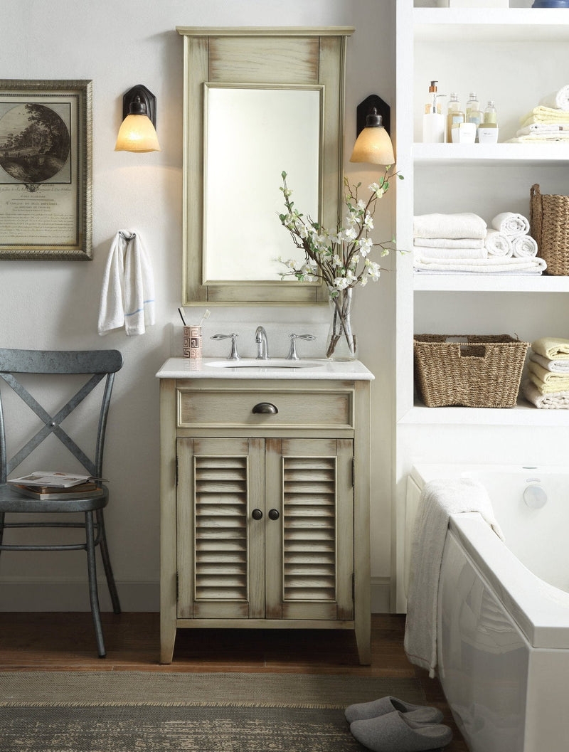 Bathroom Vanity: Farmhouse Sink Vanity in Distressed Wood