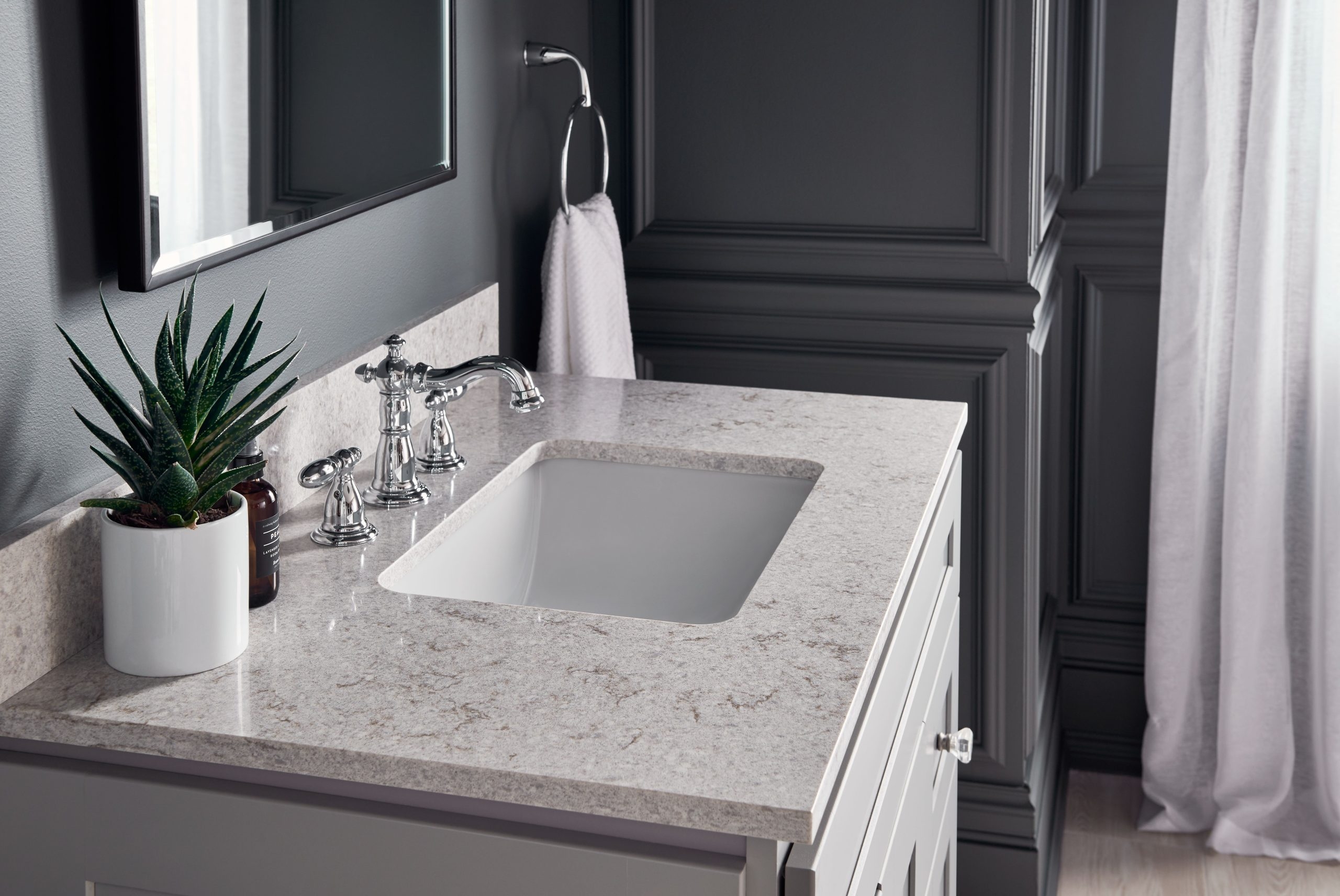 Bathroom Vanity featuring Stormy Grey Quartz for Sleek Design