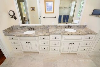 Bathroom Vanity for Dual Sink Master with Veined Stone