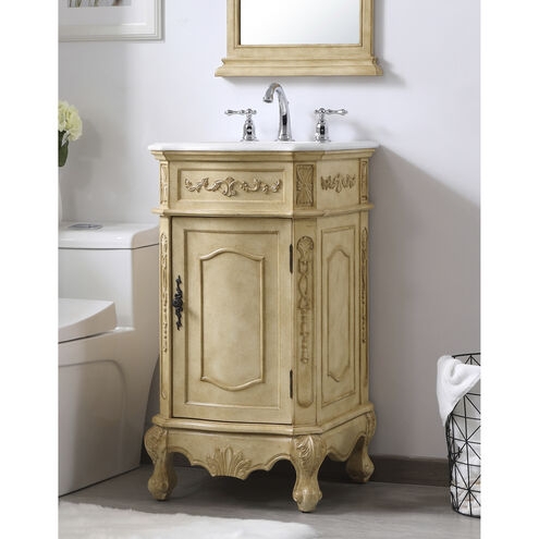 Bathroom Vanity: Ornate Antique Beige Vanity with Carvings