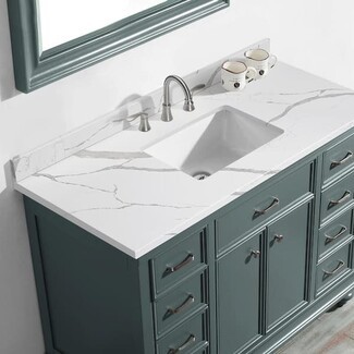 Bathroom Vanity Top for Teal Cabinet in Calacatta White