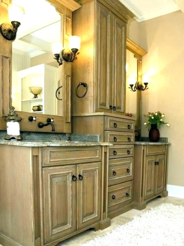 Bathroom Vanity: Weathered Wood and Wall Mounted Faucet