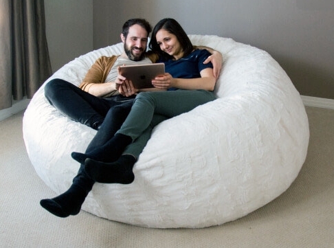 Bean Bag Lounger High Pile Texture Oversized Circular Seat