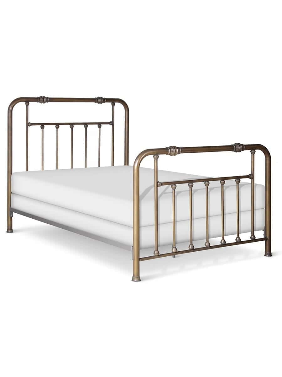 Bed Frame Antique Bronze Spherical Finials Vertical Slats