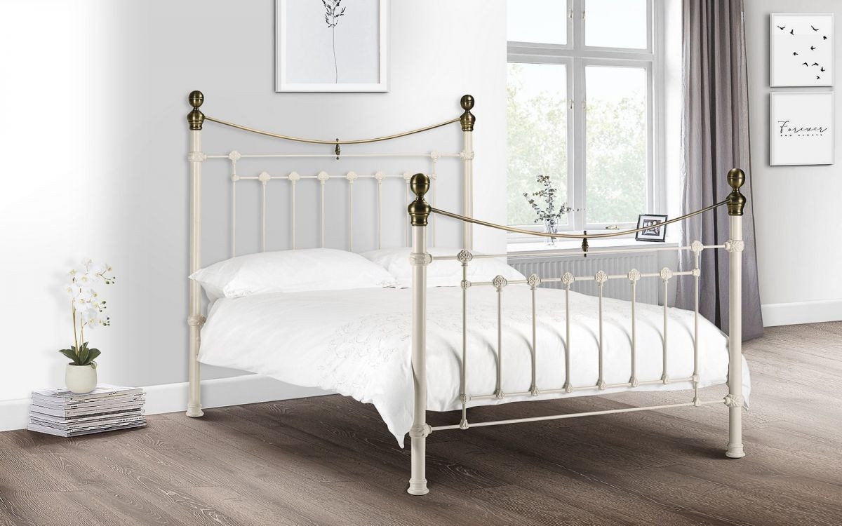 Bed Frame Curved Top Rail Victorian cream bedstead