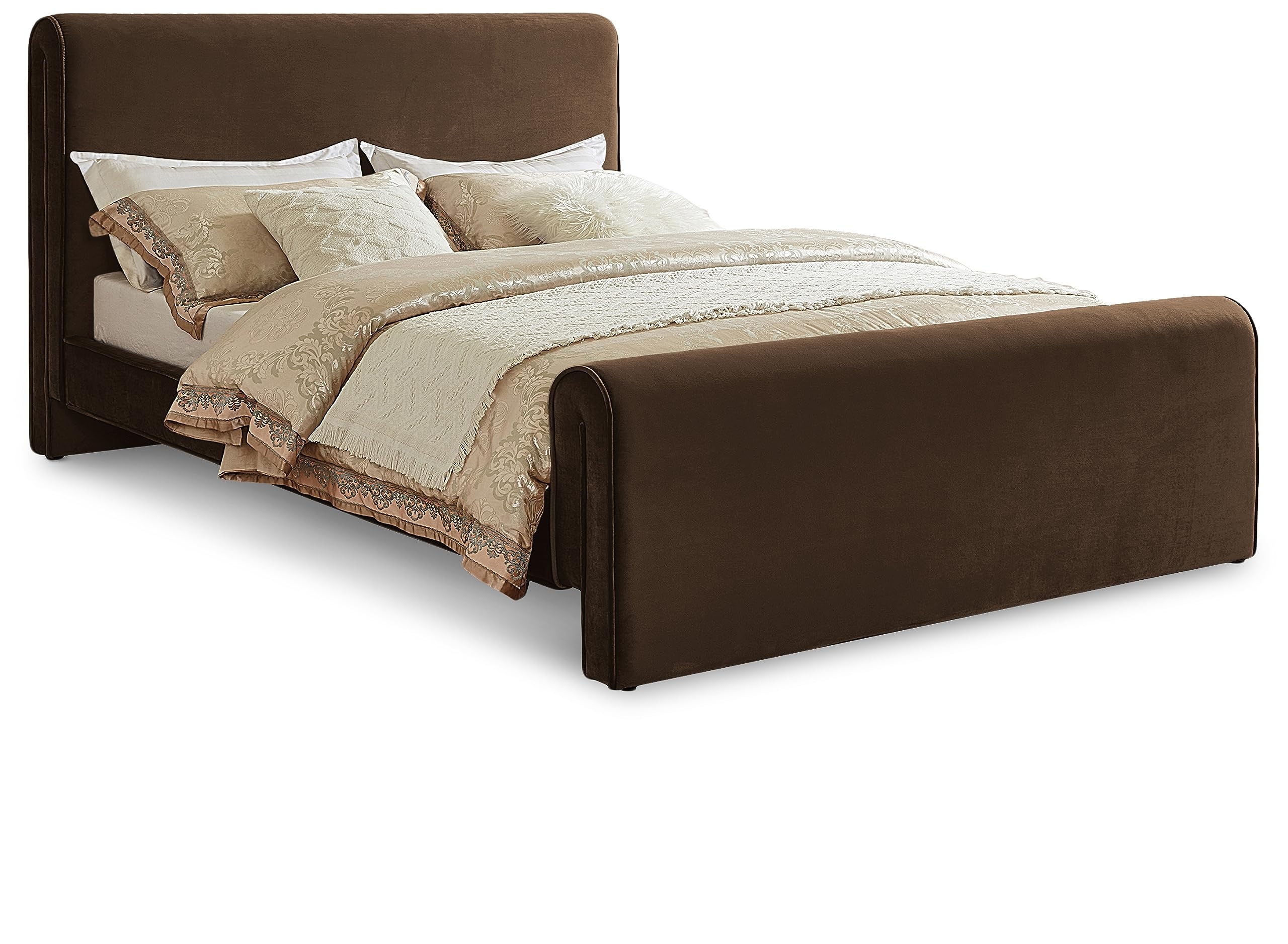 Bed Frame: Curved Velvet Wrap Around Footboard Luxury