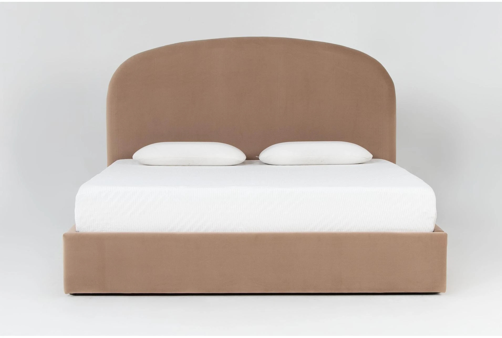 Bed Frame Taupe Arched Headboard Seamless Base Frame