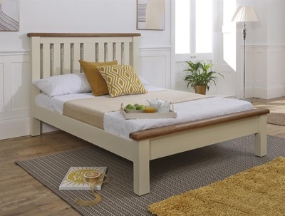 Bed Frame Two Tone Finish Ivory farmhouse oak bedstead