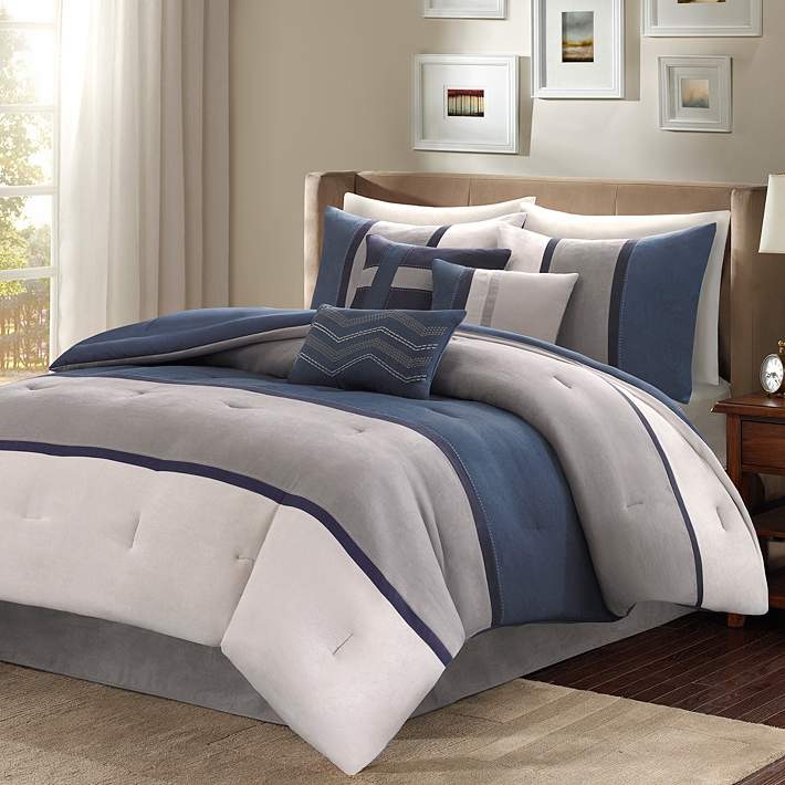 Bedding Set Color Blocked Design Chevron Accents