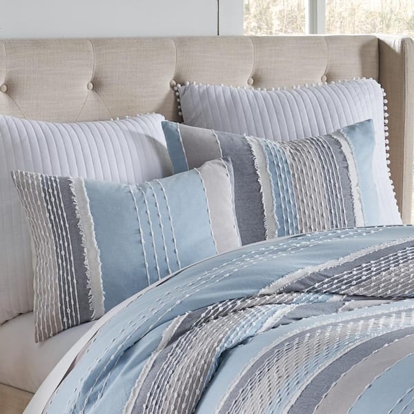 Bedding Set Frayed Stripe Texture Knotted Detail