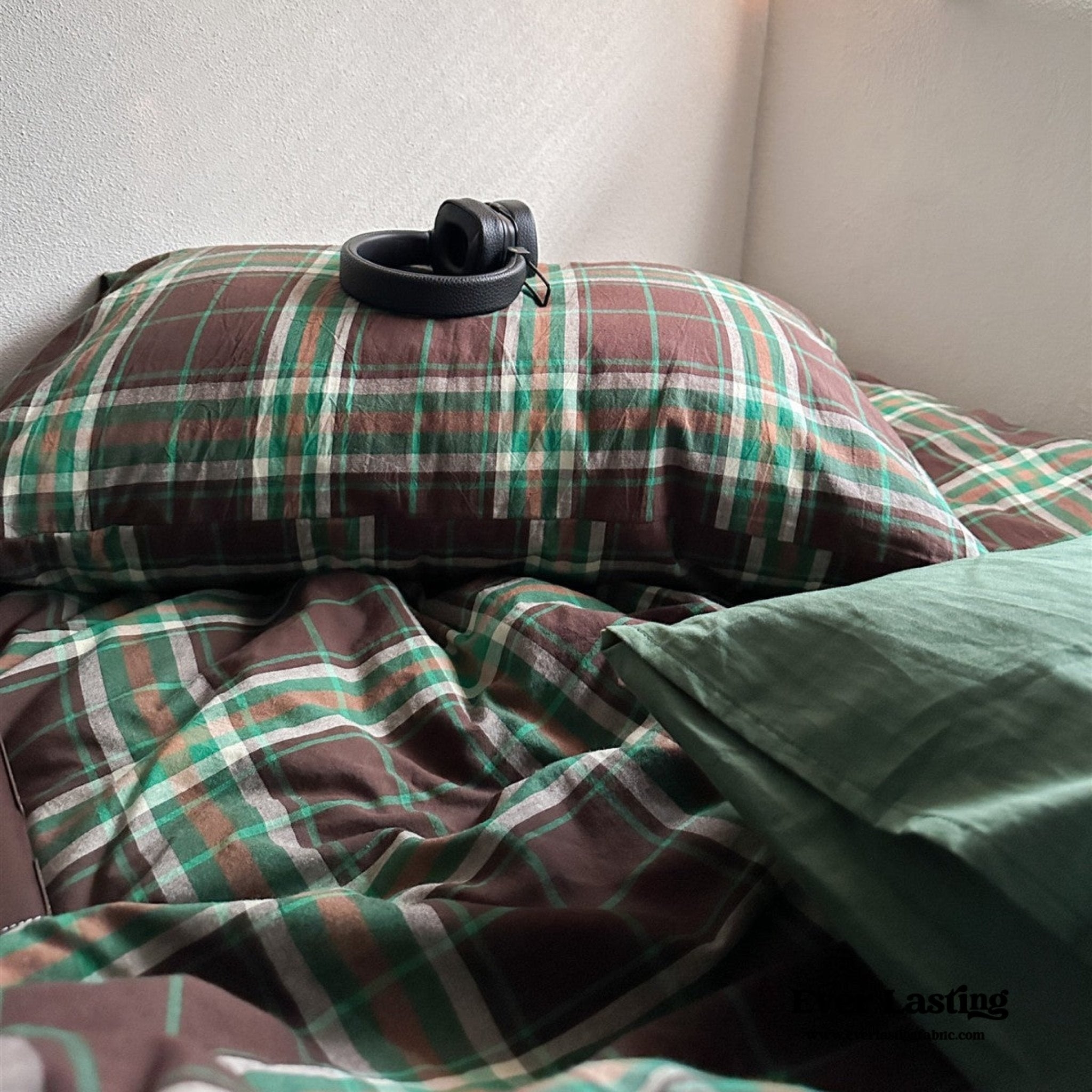 Bedding Set: Vintage Aesthetic Brown Tartan Duvet Set Forest