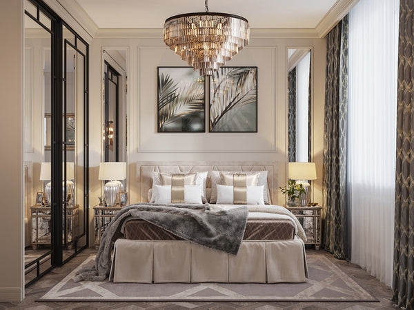 Bedroom Chandelier Tiered Glass Glam Bedroom Lighting Ideas