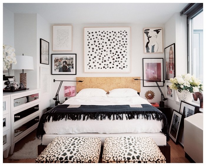 Bedroom Scene Gallery Wall With Leopard Print Accents