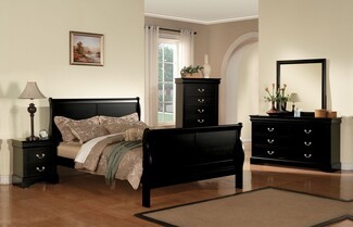 Bedroom Set: Louis Philippe Black Sleigh Bedroom Set