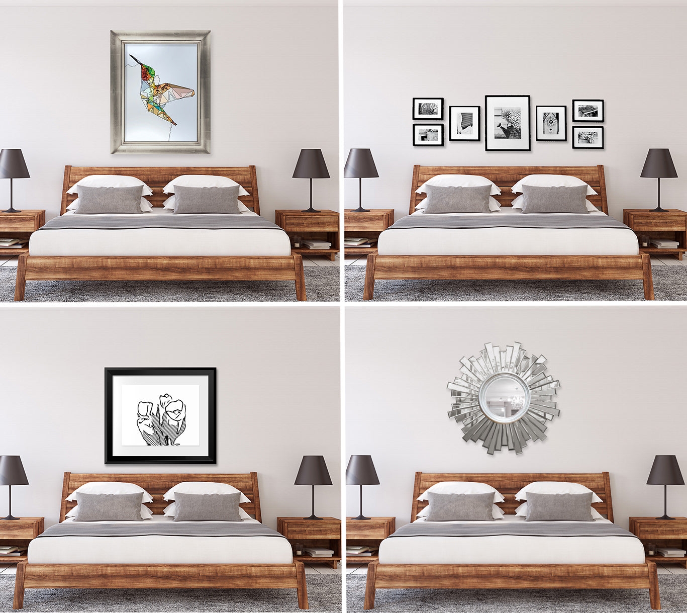 Bedroom Set Starburst Mirror And Gallery Wall Layout