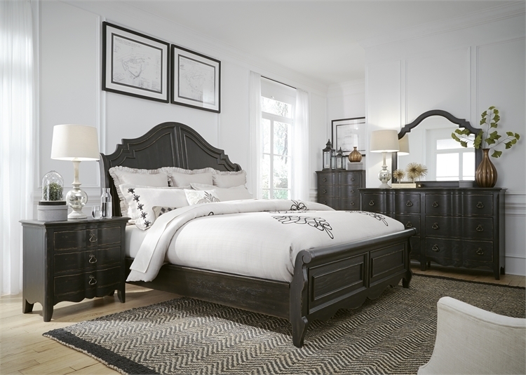 Bedroom Set: Wire Brushed Antique Black Bedroom Set