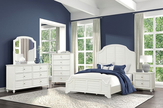 Bedroom Set with Louvered Panels: Shutter Style White Furniture