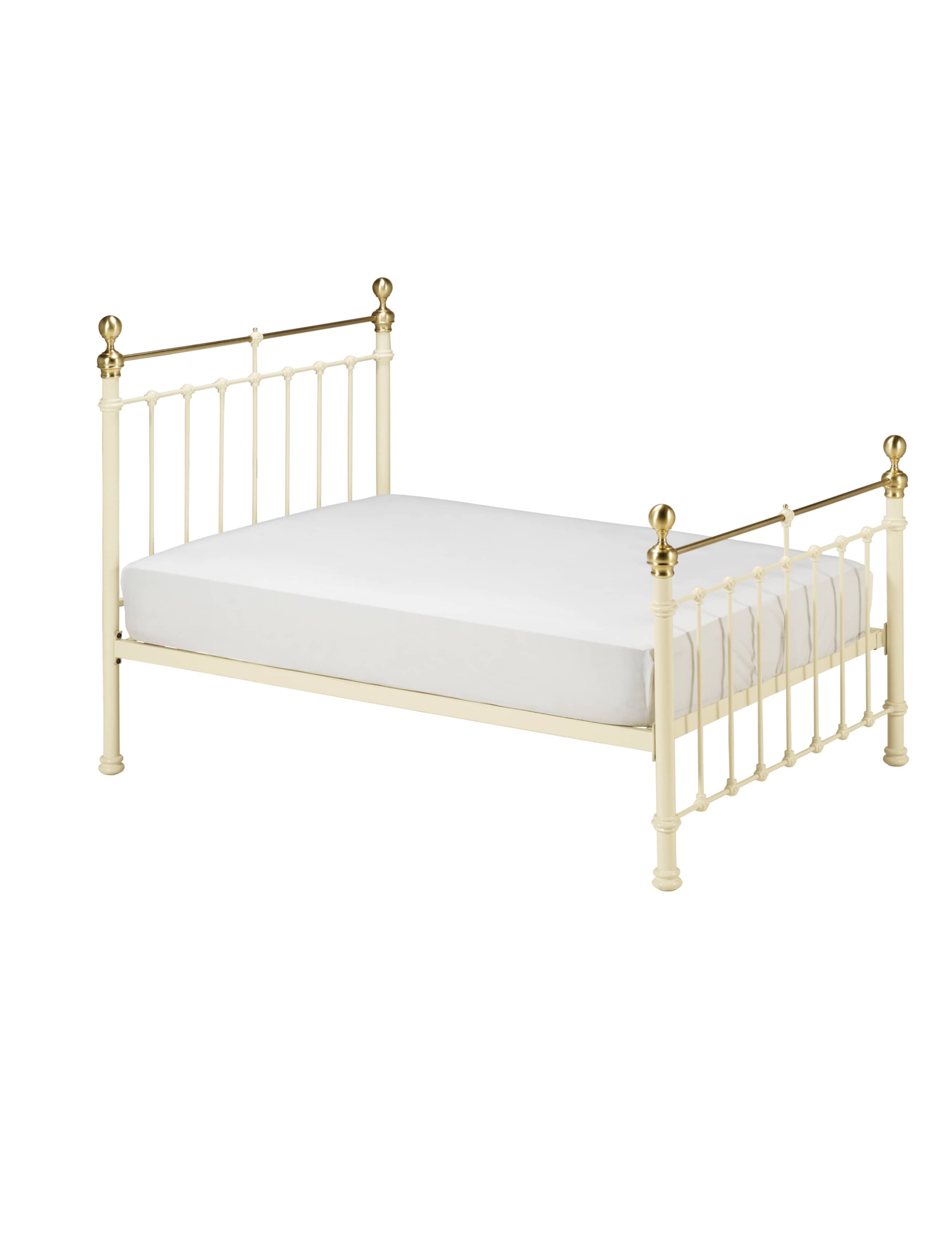 Bedstead Horizontal Brass Rail traditional cream metal bed