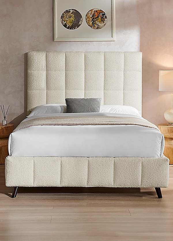Bedstead Square Tufted Headboard cream boucle bedstead