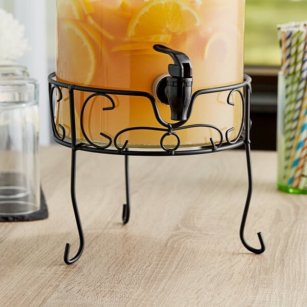 Beverage Dispenser Stand with Scrollwork Details and Matte