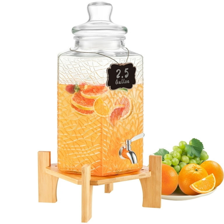 Beverage Dispenser with Cracked Glass Texture and Wood
