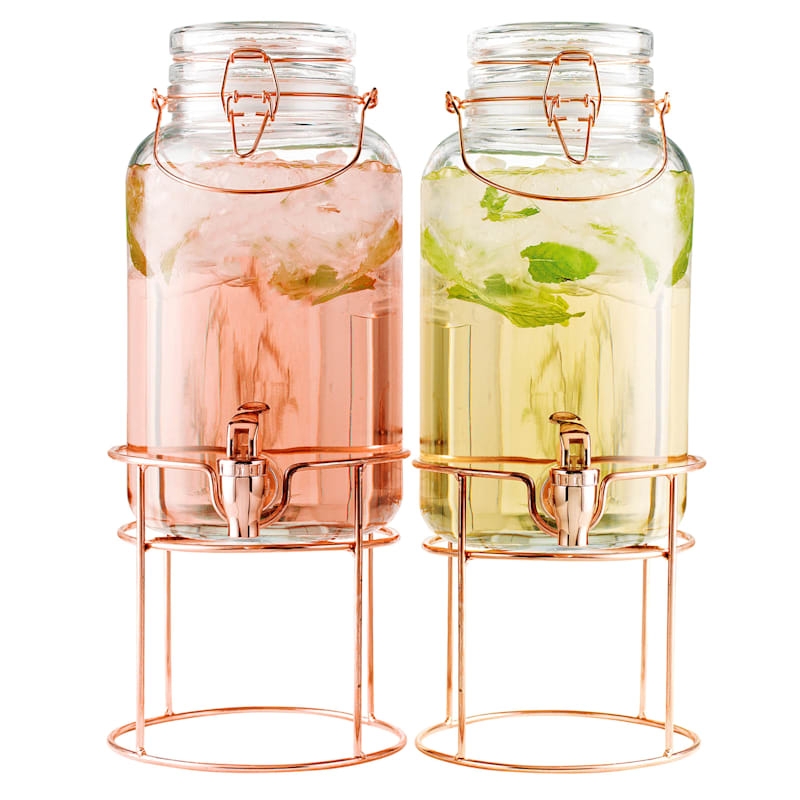 Beverage Dispenser with Rose Gold Finish and Modern Glam
