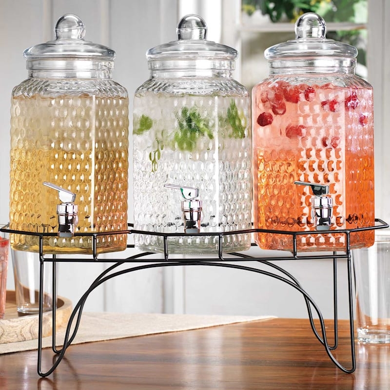 Beverage Dispenser with Triple Honeycomb Glass and Stand