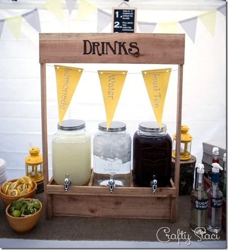 Beverage Station with Three Jar Setup for DIY Weddings